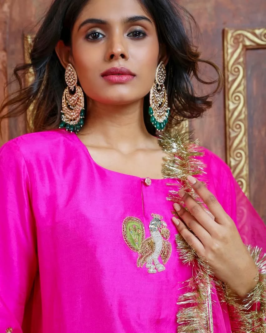 Morni Dupion Silk Hand Embroidered Kurta Set