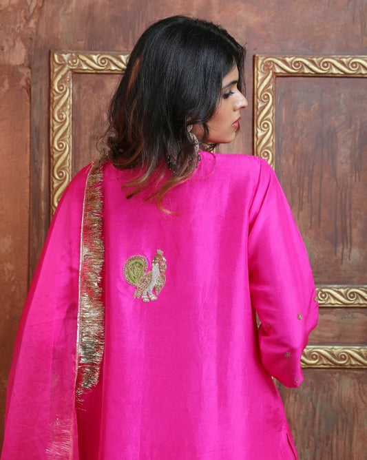 Morni Dupion Silk Hand Embroidered Kurta Set