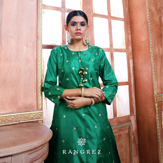 Boondi Sequin Hand Embroidered Silk Kurta Set