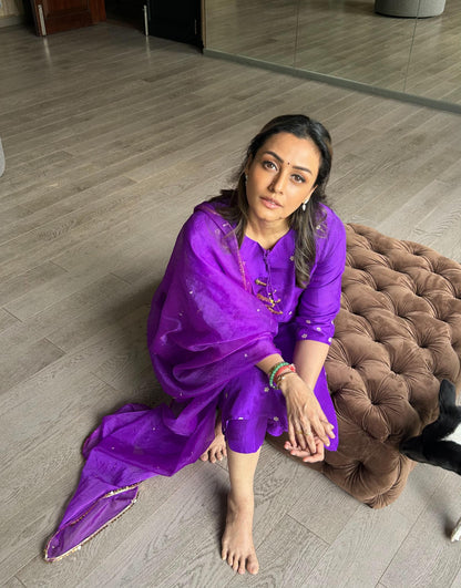 Amethyst Organza Kurta Set with Sheer Dupatta