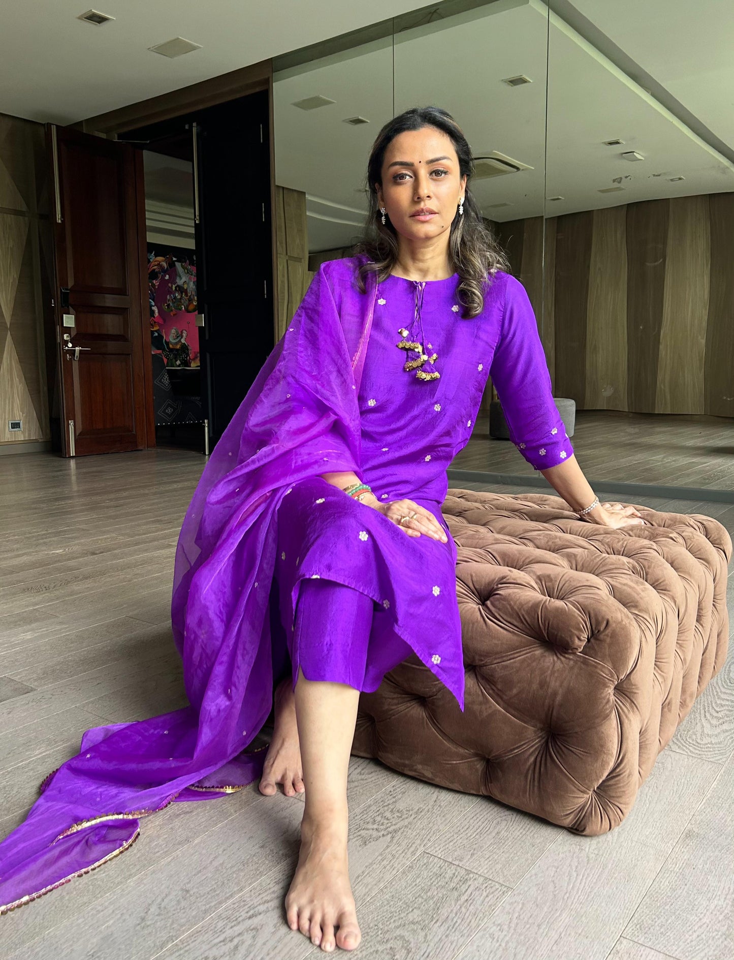 Amethyst Organza Kurta Set with Sheer Dupatta