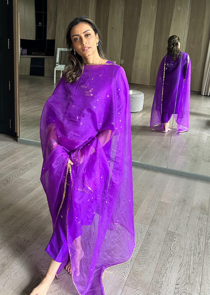 Amethyst Organza Kurta Set with Sheer Dupatta