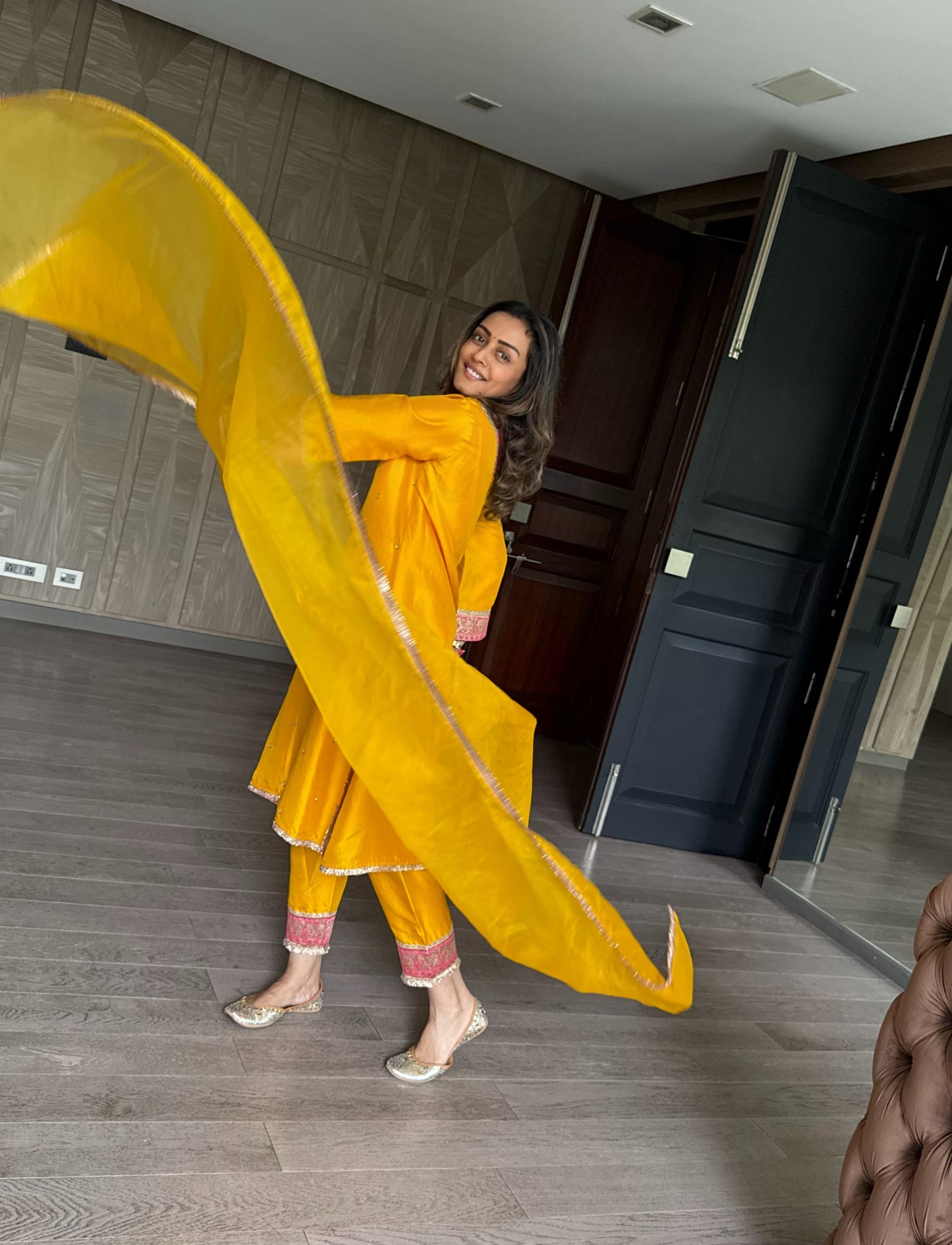 Sunlit Yellow Organza Kurta Set with Sheer Dupatta